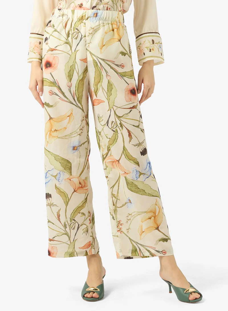 Ginger  Floral Print Shirt & Wide Leg Pant Coord Set for Women | Best Price UAE